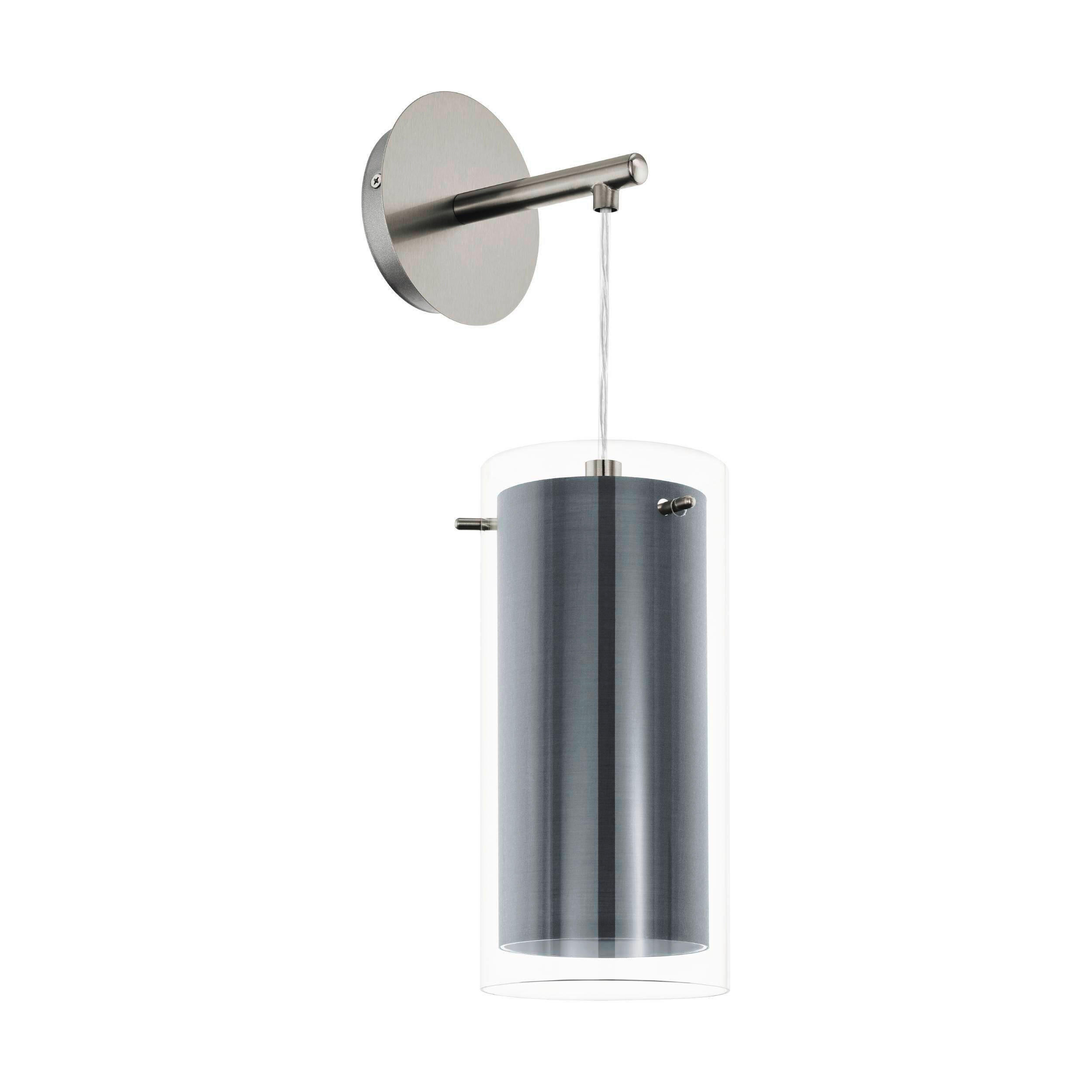 VÄGGLAMPA Pinto Textil 12/44,5 cm   - grå, Design, metall/glas (12/44,5cm) - Eglo