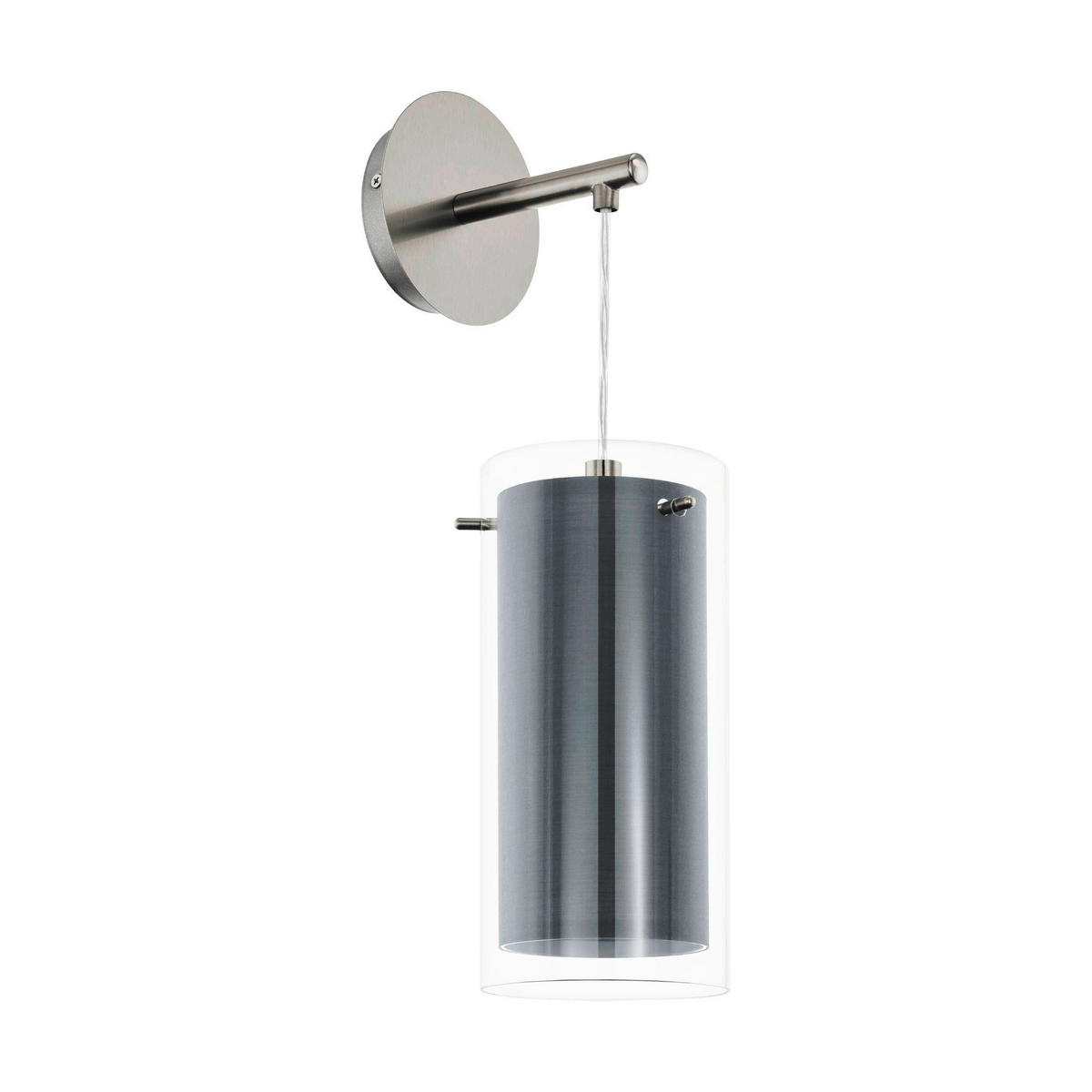 WANDLEUCHTE 12/44,5 cm   - Grau, Design, Glas/Textil (12/44,5cm) - Eglo