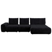 ECKSOFA in Velours Anthrazit  - Anthrazit/Schwarz, Design, Kunststoff/Textil (347/174cm) - Xora