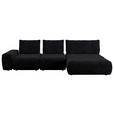 ECKSOFA in Velours Anthrazit  - Anthrazit/Schwarz, Design, Kunststoff/Textil (342/174cm) - Xora