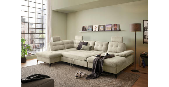 WOHNLANDSCHAFT Beige Webstoff  - Beige/Schwarz, KONVENTIONELL, Kunststoff/Textil (218/324/170cm) - Carryhome