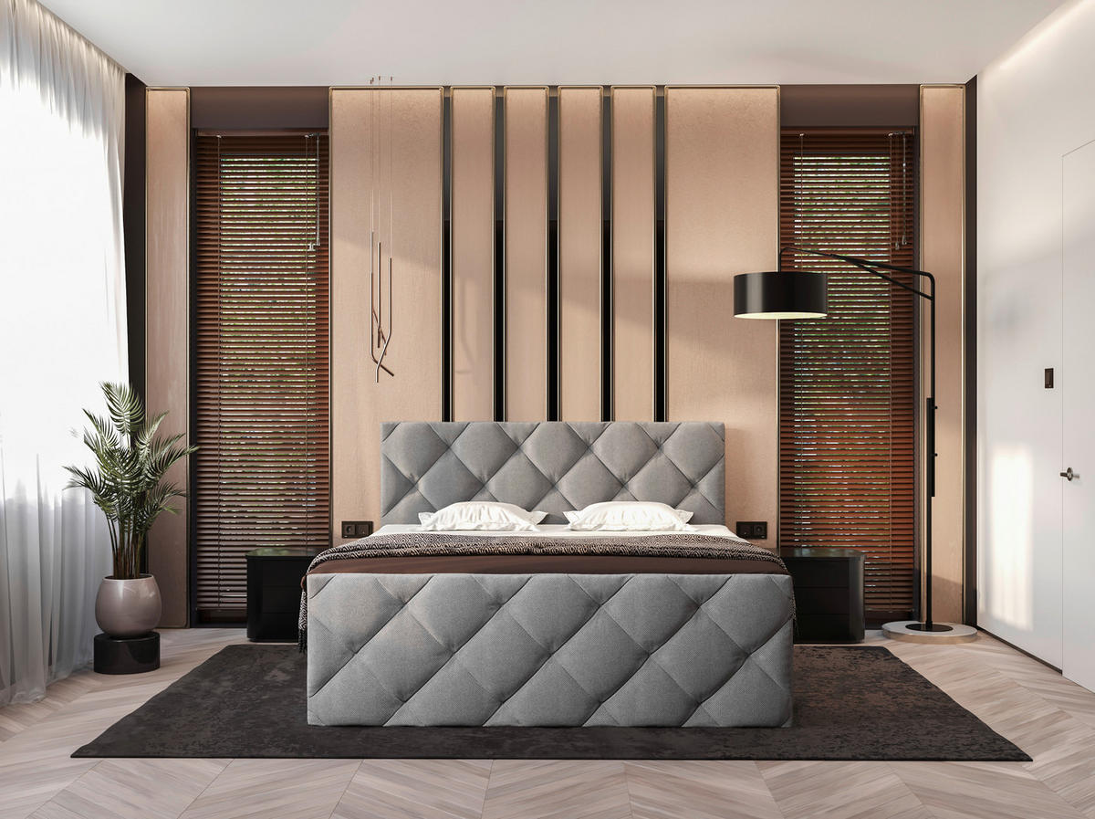 BOXBETT 160/200 cm  in Dunkelgrau  - Dunkelgrau/Schwarz, KONVENTIONELL, Kunststoff/Textil (160/200cm) - Carryhome
