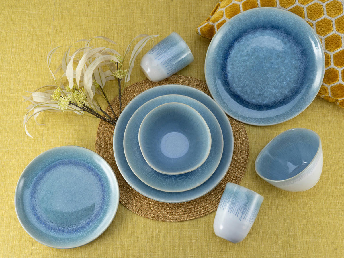 KOMBISERVICE Aquarius Blau Aquarius 16-teilig  - Blau/Weiss, Trend, Keramik (41/35/34cm) - Creatable