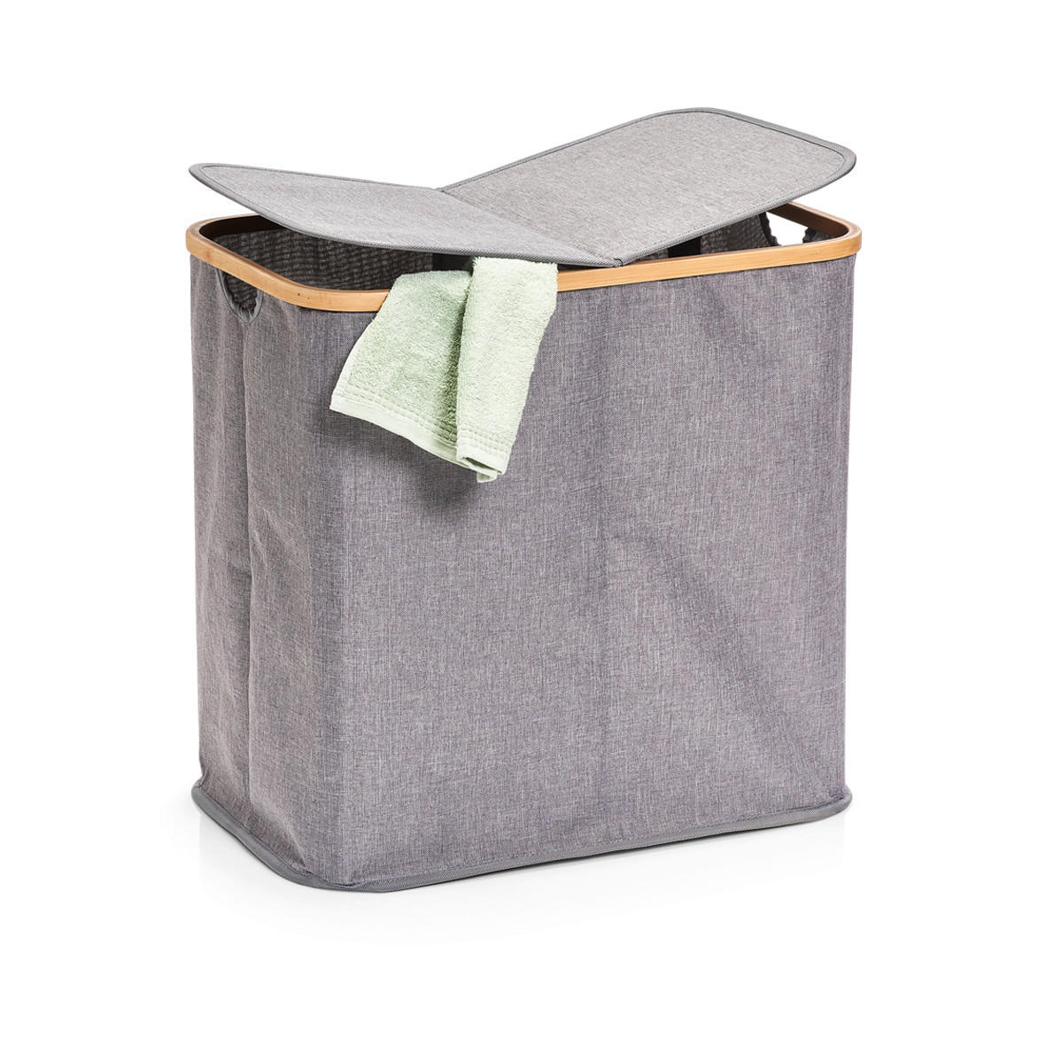 WÄSCHESAMMLER - Grau, Basics, Holz/Textil (54/51/34cm) - Zeller Present