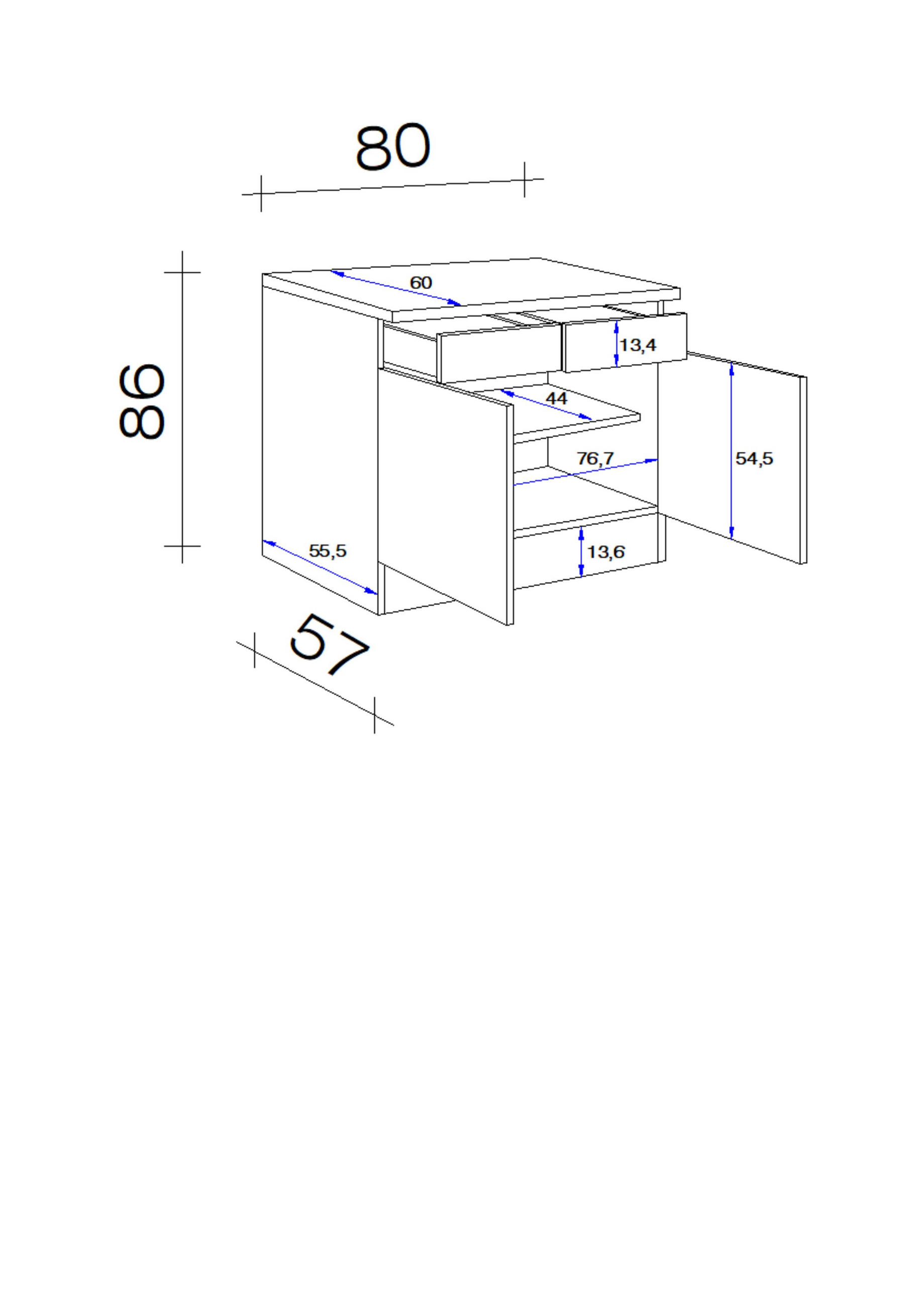 KÜCHENUNTERSCHRANK 80/86/60 cm  in Kaschmir  - Kaschmir/Edelstahlfarben, MODERN, Holzwerkstoff/Metall (80/86/60cm) - FlexWell