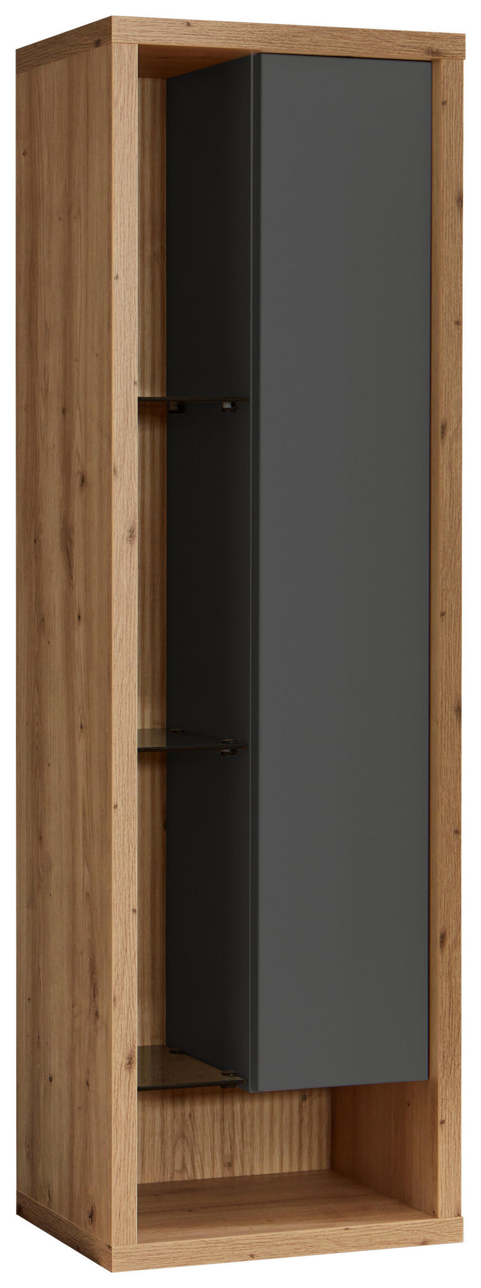 HÄNGEVITRINE Grau, Eiche Artisan  40/129/32 cm  - Eiche Artisan/Grau, Design, Glas/Holzwerkstoff (40/129/32cm) - Stylife