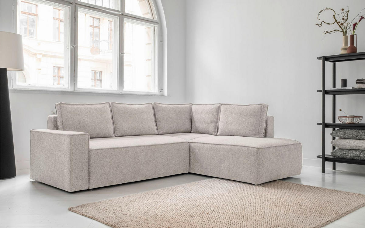 KUTNA GARNITURA tekstil  bež   - bijela/siva, Design, tekstil/plastika (247/194cm) - MID.YOU