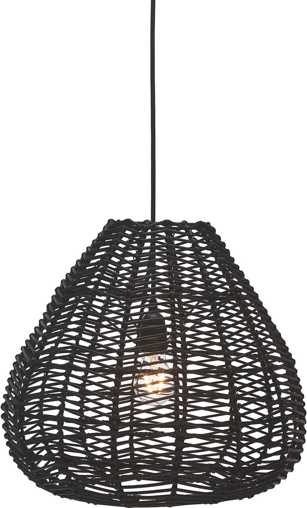 HÄNGELEUCHTE Adelle 43/39/43 cm   - Schwarz, Basics, Naturmaterialien (43/39/43cm) - PR Home