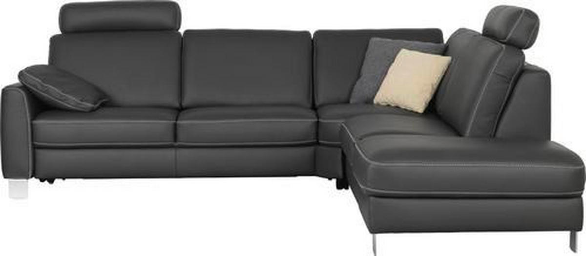 ECKSOFA in Echtleder Anthrazit  - Chromfarben/Anthrazit, Design, Leder/Metall (272/245cm) - Valdera