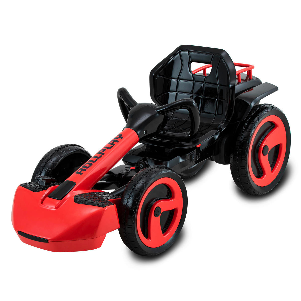 ELEKTRO-KINDERAUTO Rot, Schwarz Hochglanz  - Schwarz Hochglanz/Rot, Design, Kunststoff/Metall (62,4/58,1/99cm)
