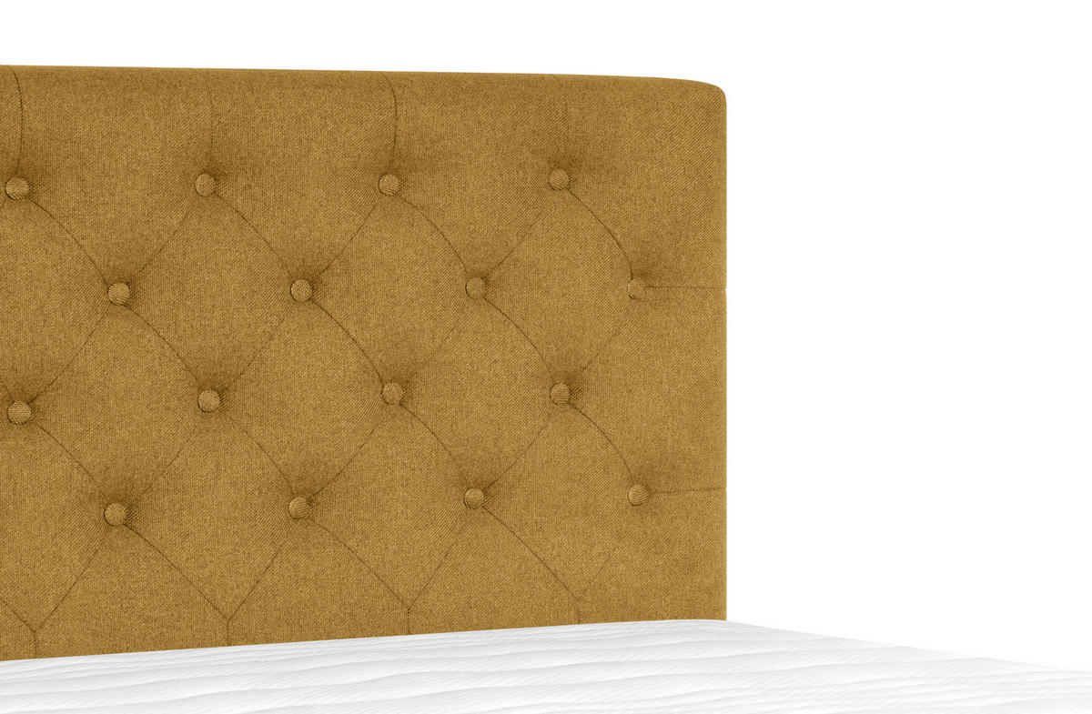 BOXSPRINGBETT 160/200 cm,  in Currygelb, Matratze, Topper, H3 + H5 = fest + hart  - Currygelb/Silberfarben, KONVENTIONELL, Textil/Metall (160/200cm) - Welnova