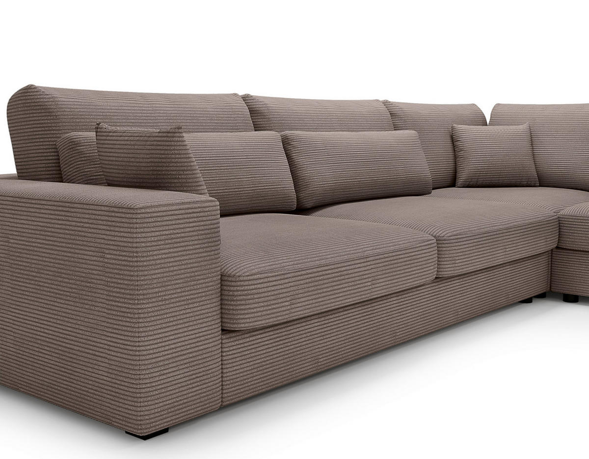 ECKSOFA in Cord Braun  - Schwarz/Braun, Konventionell, Kunststoff/Textil (314/250cm) - Carryhome