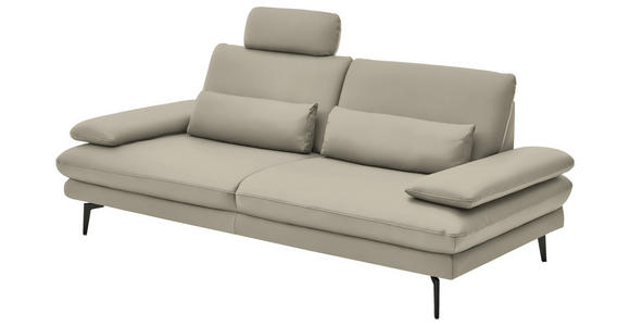 3-SITZER-SOFA in Leder Ecru - Ecru/Schwarz, Design, Leder/Metall (222/86/104cm) - Dieter Knoll