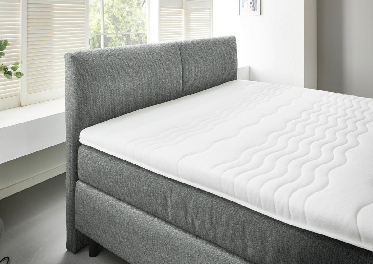 BOXSPRINGBETT 180/200 cm  in Grau  - Schwarz/Grau, MODERN, Kunststoff/Textil (180/200cm) - Beldomo - Sleep