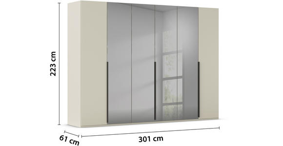 DREHTÜRENSCHRANK 301/223/61 cm 6-türig Grau, Champagner - Champagner/Graphitfarben, Trend, Glas/Holzwerkstoff (301/223/61cm) - Novel