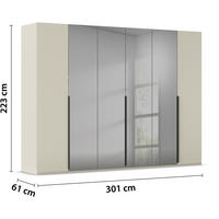ORMAR SA KLASIČNIM VRATIMA siva, šampanjac  301/223/61 cm  - šampanjac/siva, Trendi, staklo/metal (301/223/61cm) - Rauch Möbel