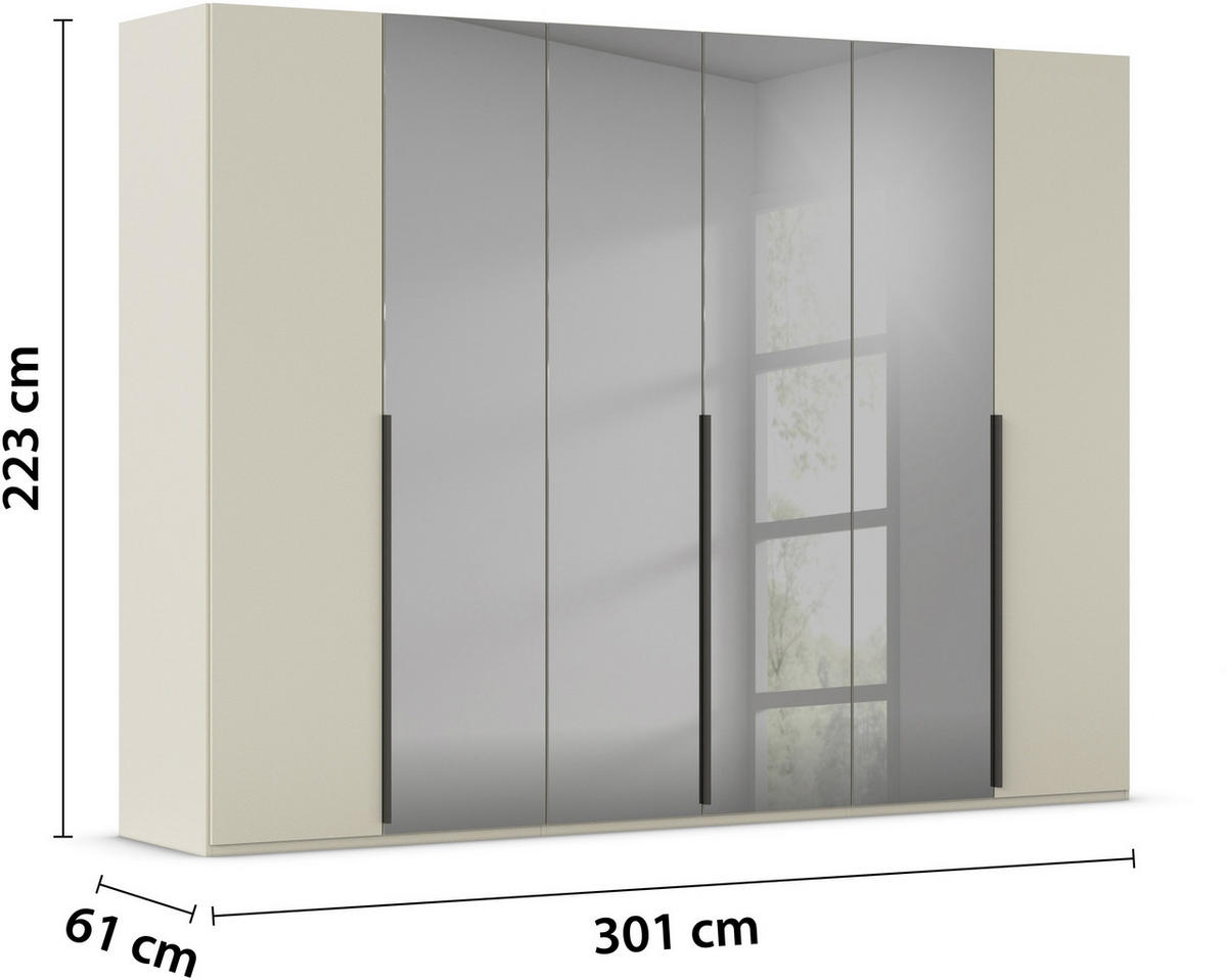 DREHTÜRENSCHRANK in Grau, Champagner  - Champagner/Graphitfarben, Trend, Glas/Holzwerkstoff (301/223/61cm) - Rauch Möbel