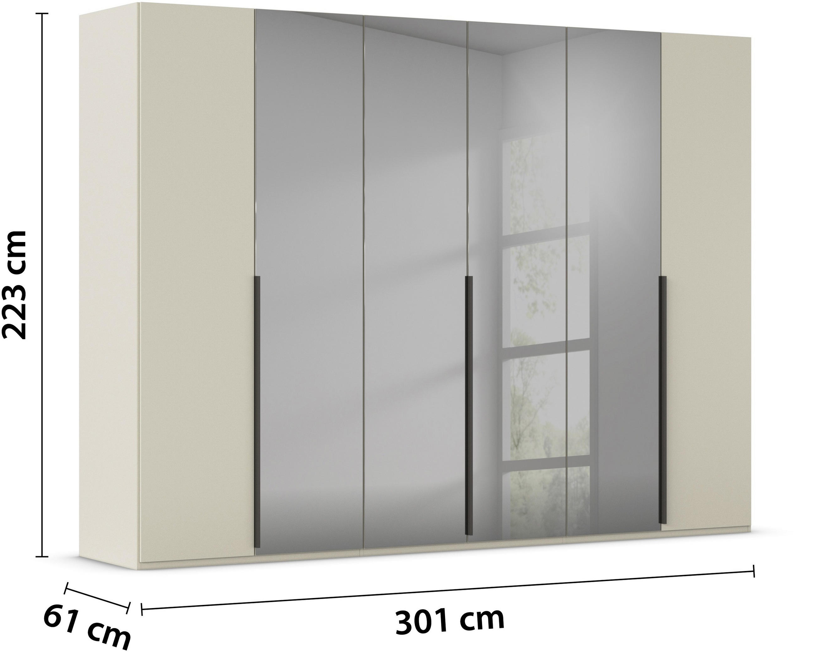 Thumbnail - Novel Drehtürenschrank, Grau, Champagner, Metall, 6 Fächer, 301x223x61 cm, Made in Germany, Goldenes M, Blauer Engel,  u...