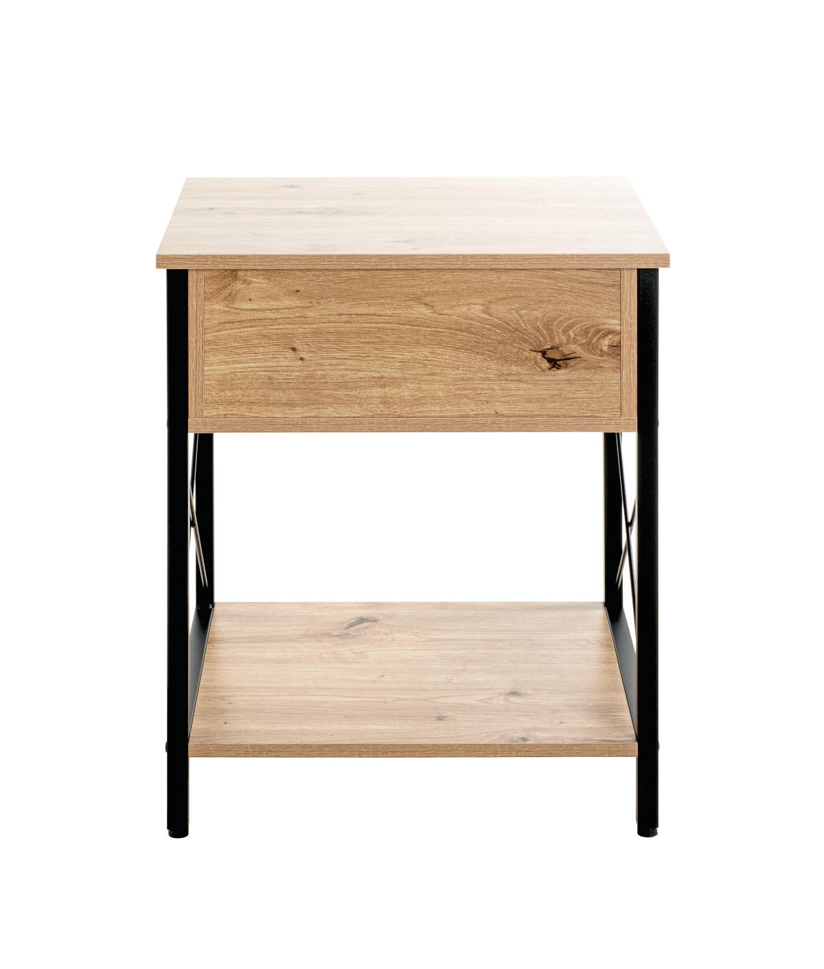 BEISTELLTISCH 45/40/60 cm Schwarz, Eichefarben  - Eichefarben/Schwarz, Design, Holzwerkstoff/Metall (45/40/60cm)
