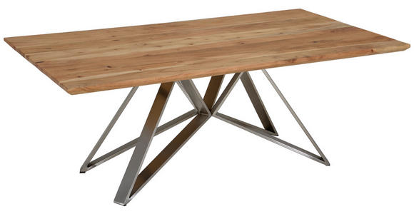 COUCHTISCH Akazie vollmassiv 120/70/45 cm rechteckig Akaziefarben, Edelstahlfarben  - Edelstahlfarben/Akaziefarben, Design, Holz/Metall (120/70/45cm) - Landscape