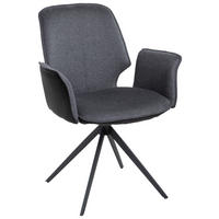 NASLANJAČ, kovina, tekstil siva, temno siva  - temno siva/črna, Design, kovina/tekstil (63/63/86,5cm) - Novel