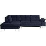 ECKSOFA in Flachgewebe Dunkelblau  - Dunkelblau, Design, Textil/Metall (229/296cm) - Novel