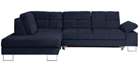 ECKSOFA in Flachgewebe Dunkelblau  - Dunkelblau, Design, Textil/Metall (229/296cm) - Novel