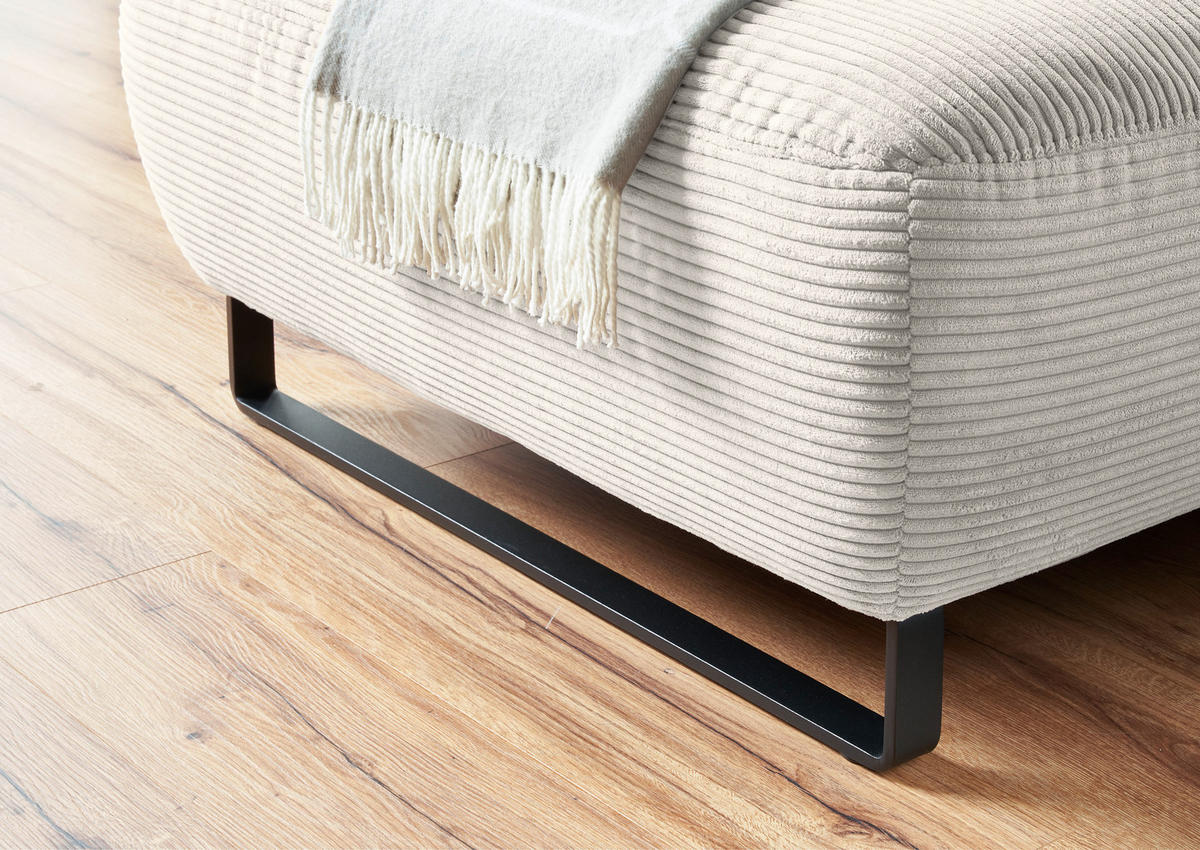 ECKSOFA in Cord Creme  - Creme/Schwarz, Konventionell, Textil/Metall (180/266cm) - Hom`in