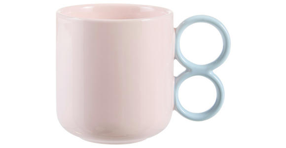 KAFFEEBECHER 420 ml - Blau/Rosa, Design, Keramik (9/9,8cm) - Novel