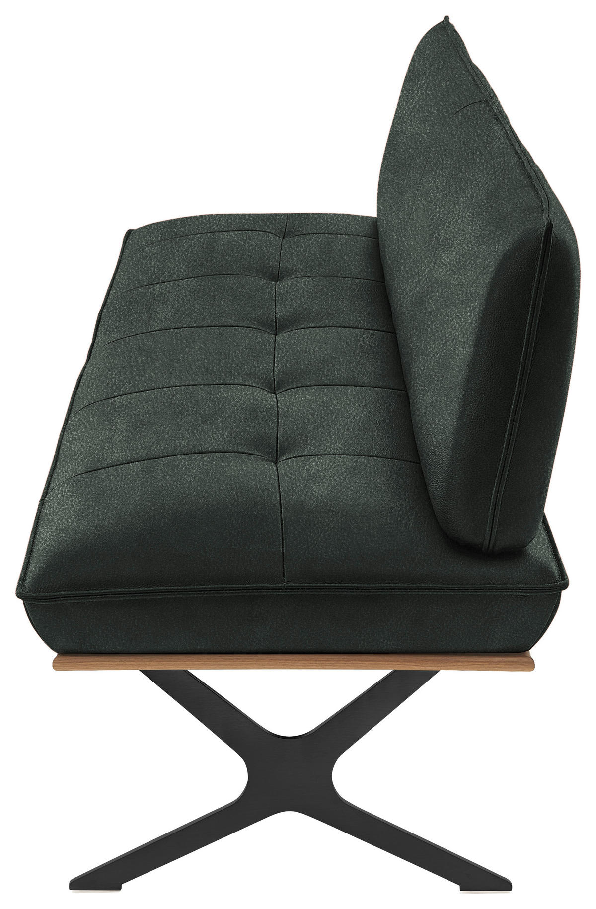 SITZBANK in Holz, Metall, Leder Schwarz, Dunkelgrün  - Dunkelgrün/Schwarz, Design, Leder/Holz (214/88/66cm) - Koinor