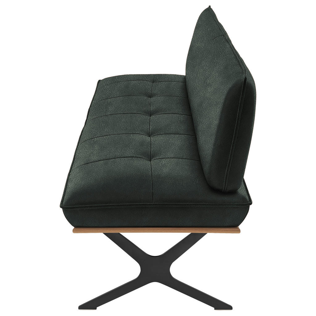 Thumbnail - Koinor Sitzbank, Schwarz, Dunkelgrün, Holz, Metall, Leder, Echtleder, Büffelleder, Nussbaum, furniert, 3-Sitzer, 214x88x...