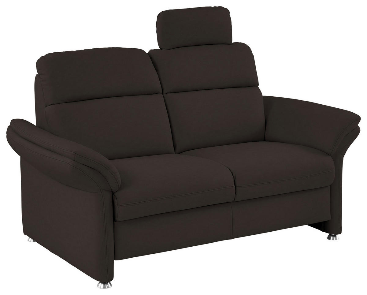 2-SITZER-SOFA in Echtleder Dunkelbraun  - Dunkelbraun/Alufarben, Konventionell, Leder/Metall (170/96/92cm) - Beldomo Premium