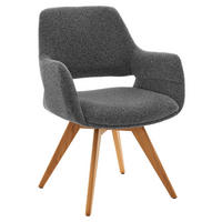 ARMLEHNSTUHL  Sitzfläche 180° drehbar, automatische Rückholfunktion Bouclé  - Graphitfarben, Design, Holz/Textil (62/83/62cm) - Musterring