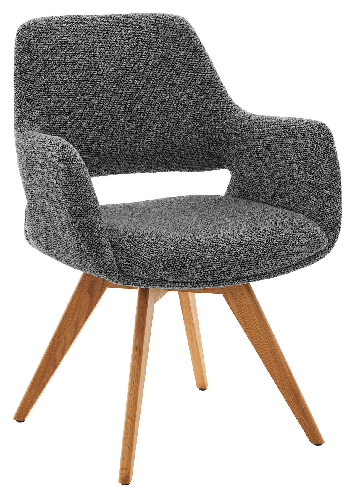 ARMLEHNSTUHL  Sitzfläche 180° drehbar, automatische Rückholfunktion Bouclé  - Graphitfarben, Design, Holz/Textil (62/83/62cm) - Musterring