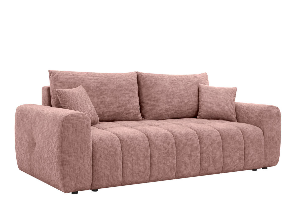 SCHLAFSOFA Rosa  inkl. Zierkissen, Rückenkissen, Bettkasten  - Schwarz/Rosa, Design, Kunststoff/Textil (241/90/106cm) - MID.YOU
