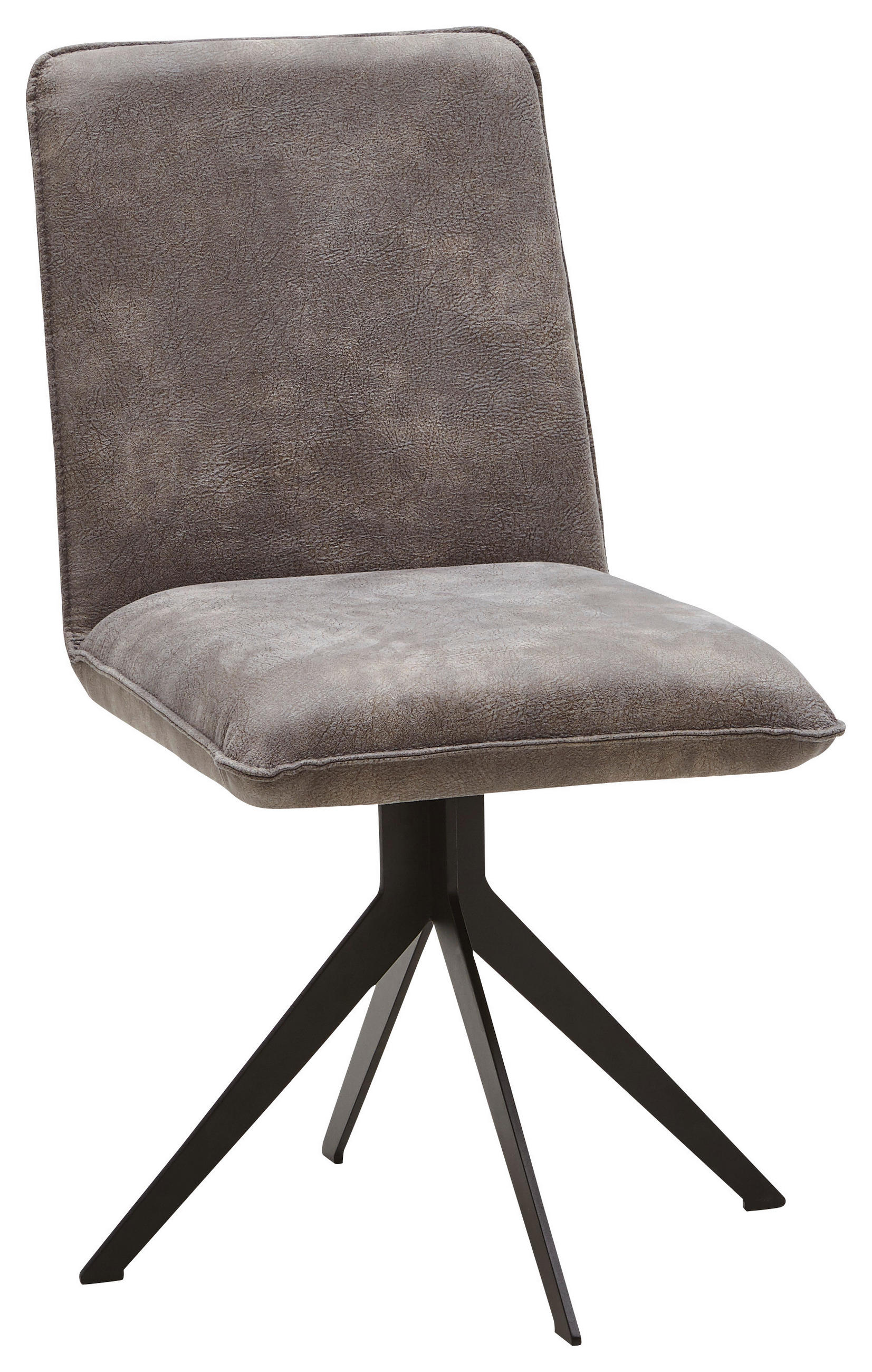 STUHL Lederlook Schwarz, Graubraun  - Graubraun/Schwarz, Design, Textil/Metall (46,5/87/64cm) - Voleo