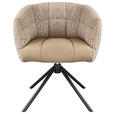 ARMLEHNSTUHL  Sitzfläche 360° drehbar Webstoff, Mikrofaser  - Beige/Schwarz, Design, Textil/Metall (67/80/65cm) - Novel