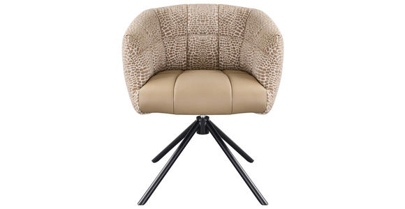 ARMLEHNSTUHL  Sitzfläche 360° drehbar Webstoff, Mikrofaser  - Beige/Schwarz, Design, Textil/Metall (67/80/65cm) - Novel