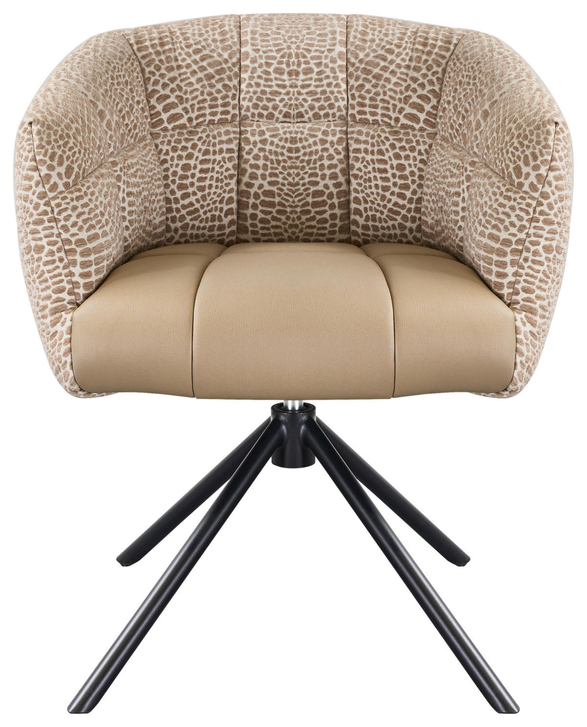 ARMLEHNSTUHL  Sitzfläche 360° drehbar Webstoff, Mikrofaser  - Beige/Schwarz, Design, Textil/Metall (67/80/65cm) - Novel