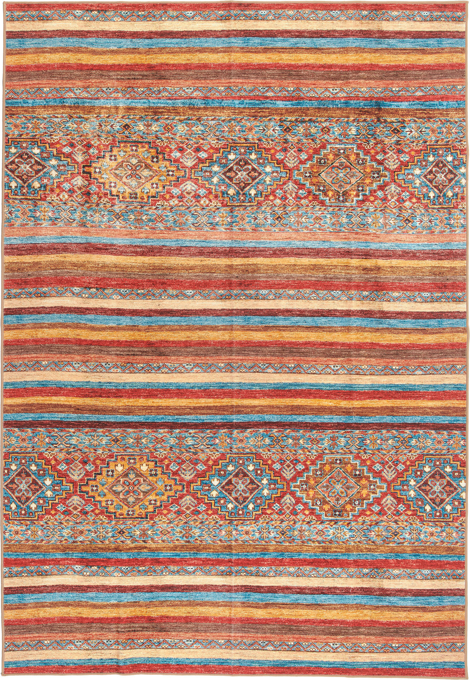 VINTAGE-TEPPICH 200/290 cm Cortea Azmeo Multicolor, Rot, Cognac rechteckig  - Cognac/Rot, LIFESTYLE, Kunststoff/Textil (200/290cm) - Lindorug