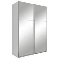 SCHWEBETÜRENSCHRANK Weiss  - Weiss/Silberfarben, Basics, Glas/Holzwerkstoff (150/216/64cm) - Boxxx