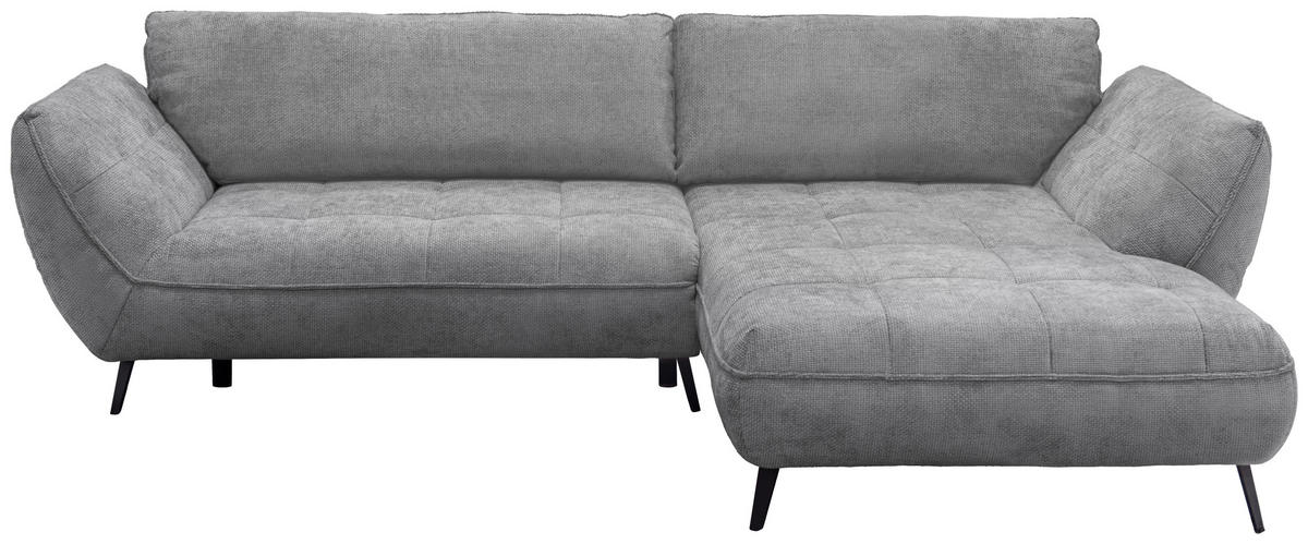 ECKSOFA in Struktur Grau  - Schwarz/Grau, Design, Textil/Metall (282/187cm) - Livetastic