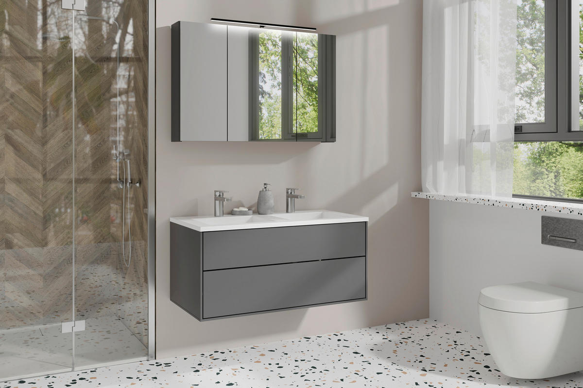 SPIEGELSCHRANK 90/60/20 cm  - Anthrazit, MODERN, Glas/Holzwerkstoff (90/60/20cm) - MID.YOU