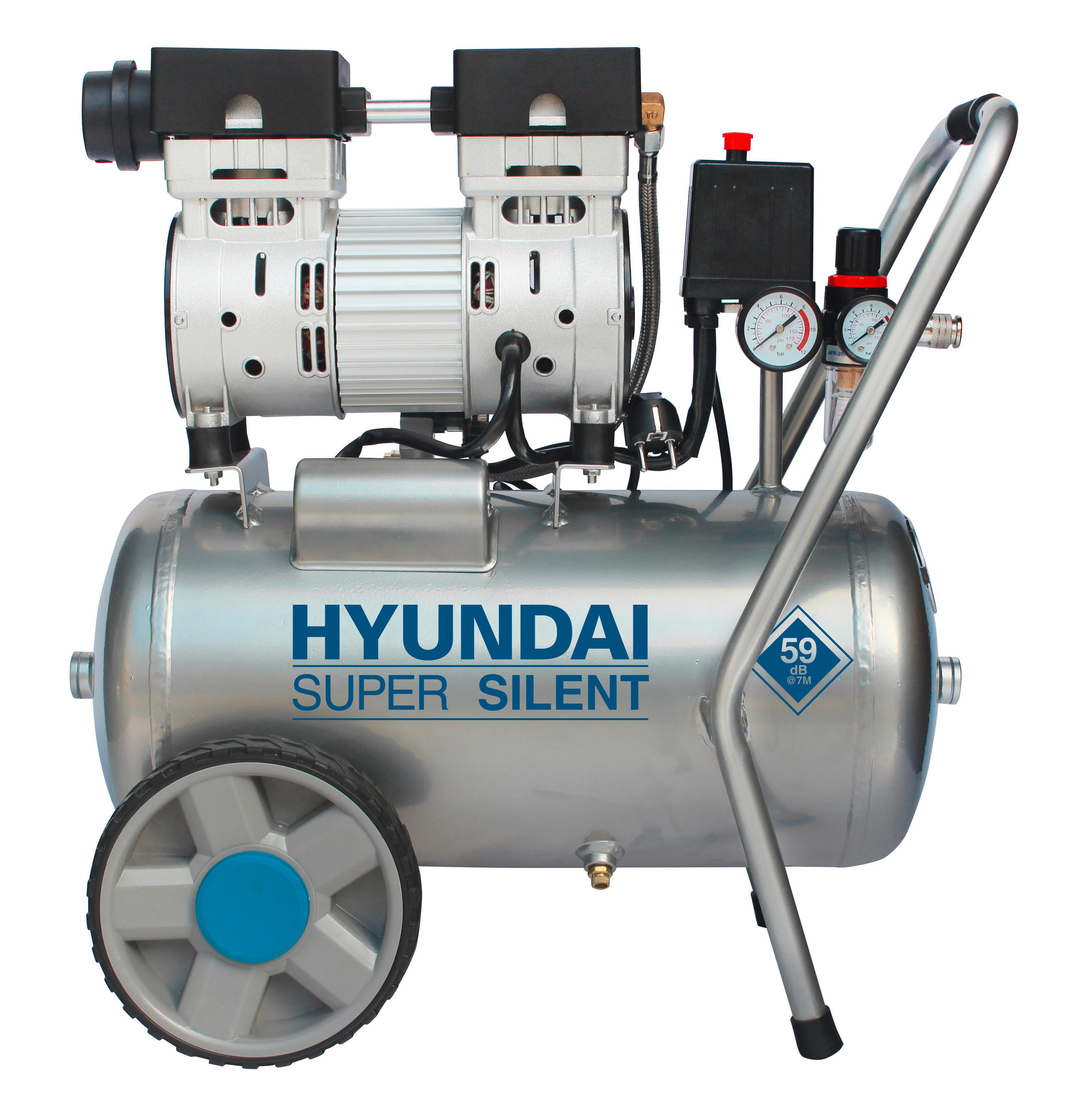 DRUCKLUFTKOMPRESSOR  - Silberfarben, KONVENTIONELL, Metall (36/59/55cm) - Hyundai