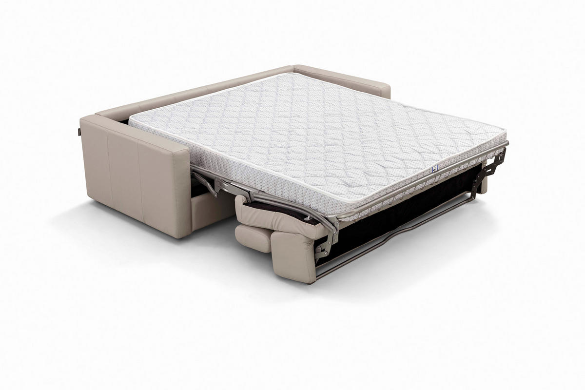 SCHLAFSOFA Creme Echtleder  - Creme/Schwarz, Design, Leder/Kunststoff (185/93/98cm) - Novel