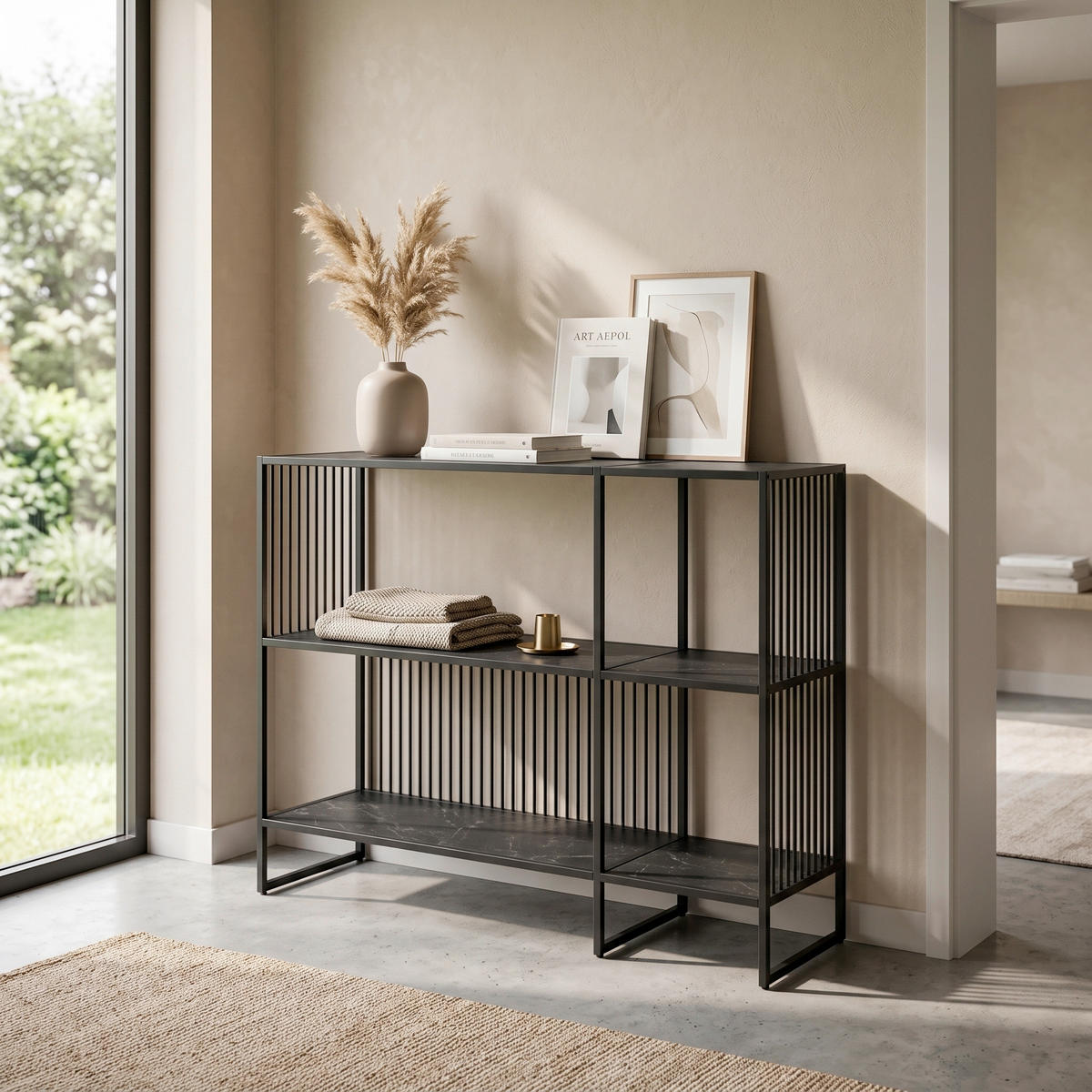 BYRÅ 120/83/35 cm  - svart, Design, metall/trämaterial (120/83/35cm) - Best Price