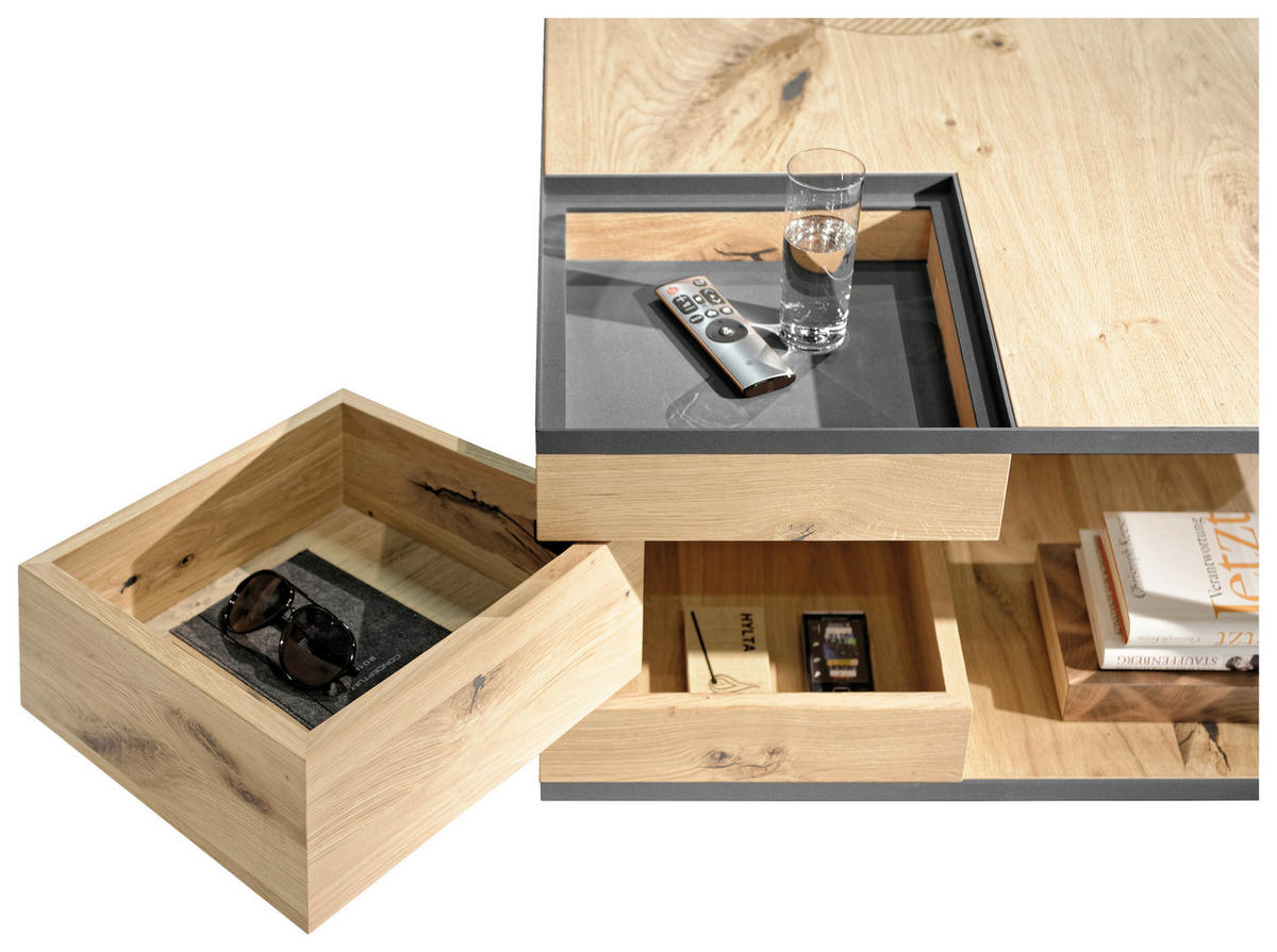 COUCHTISCH in Holz, Metall 120/75/40 cm  - Eichefarben/Anthrazit, Konventionell, Holz/Metall (120/75/40cm) - Voglauer