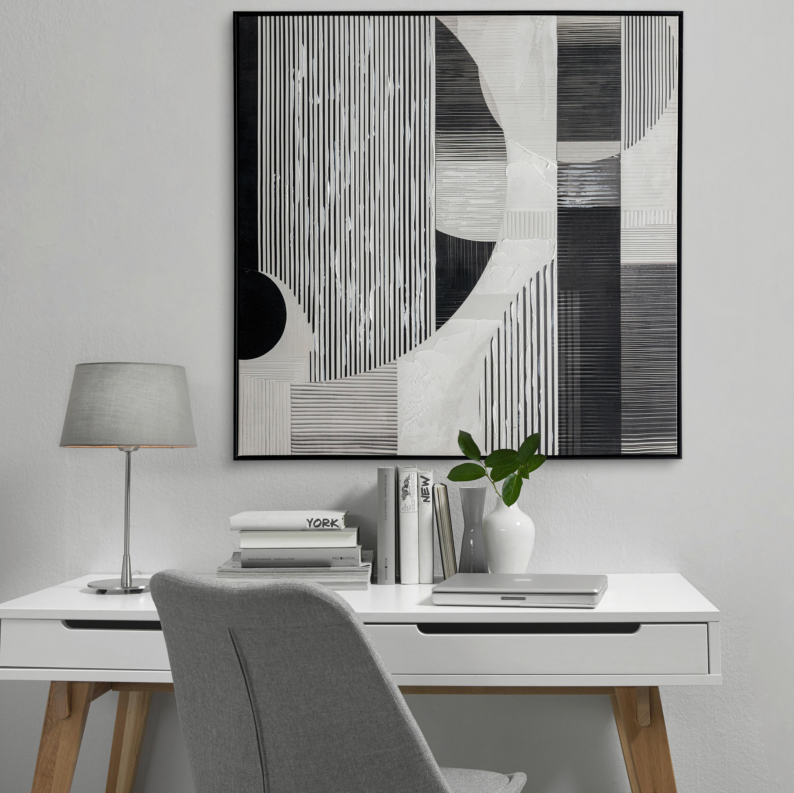 KUNSTDRUCK 100/100 cm  - Silberfarben/Schwarz, Design, Holz/Kunststoff (100/100cm) - Monee