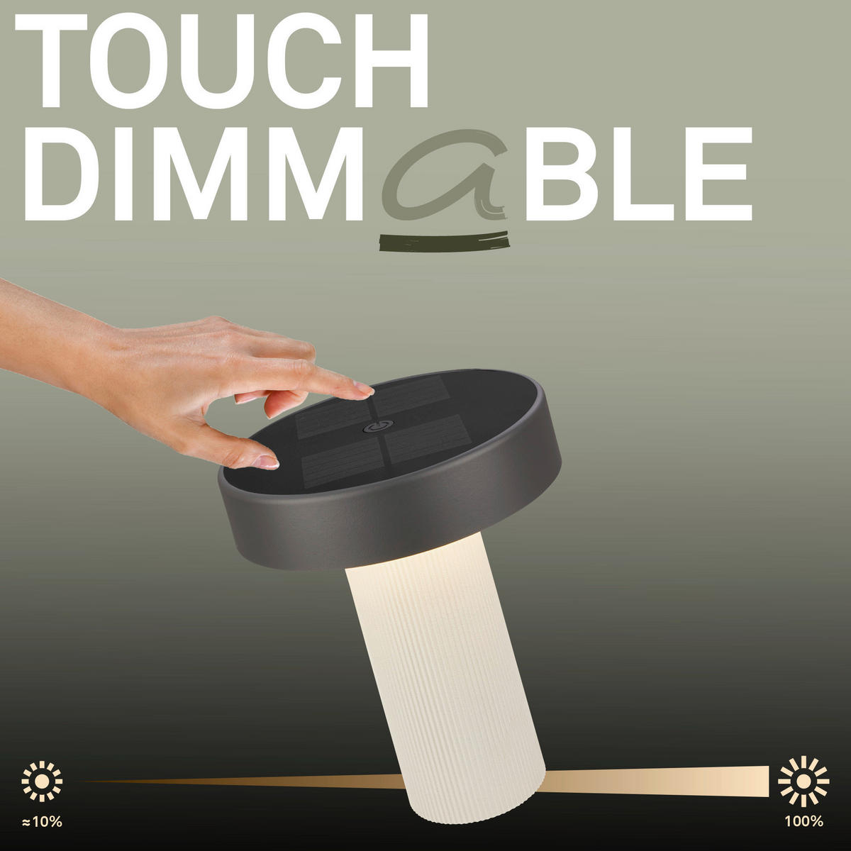 AKKU-TISCHLEUCHTE 16/20 cm  - Anthrazit/Beige, Design, Kunststoff (16/20cm)