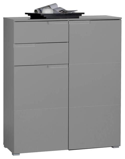 KOMODA, šedá, 100/119/40 cm - šedá/barvy stříbra, Basics, kompozitní dřevo/plast (100/119/40cm)